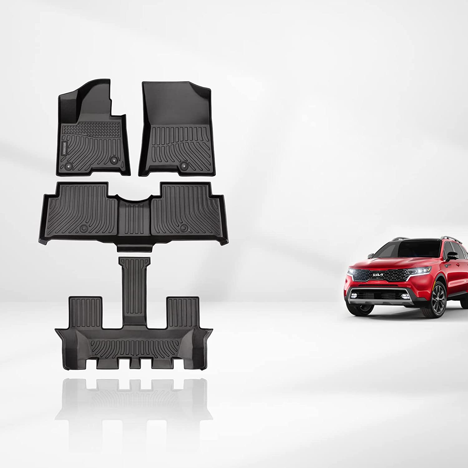Kelcseecs All Weather 3D Tech Design TPE Car Floor Mats Floor Liners For Kia Sorento Plug-In Hybrid
