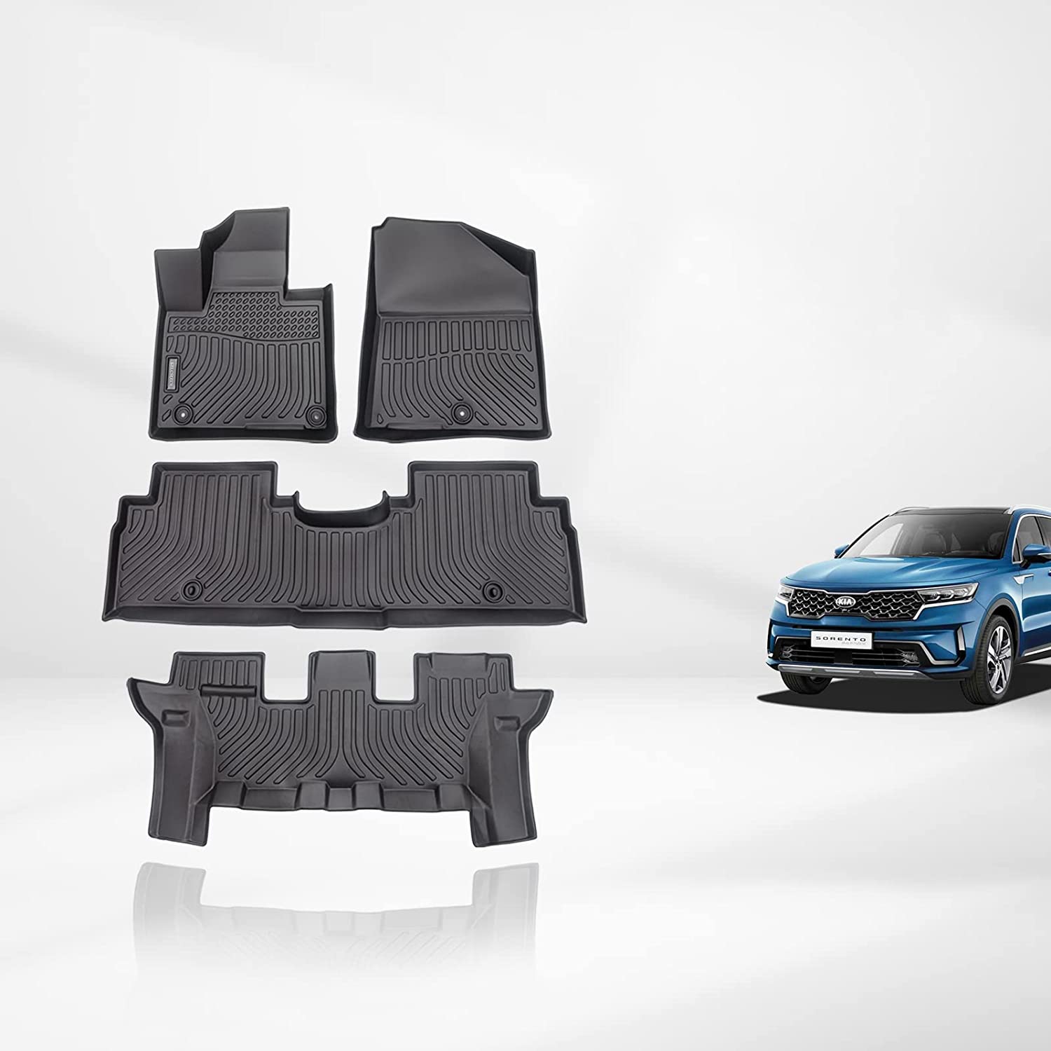 Kelcseecs All Weather 3D Tech Design TPE Car Floor Mats Floor Liners For Kia Sorento 2016-2020