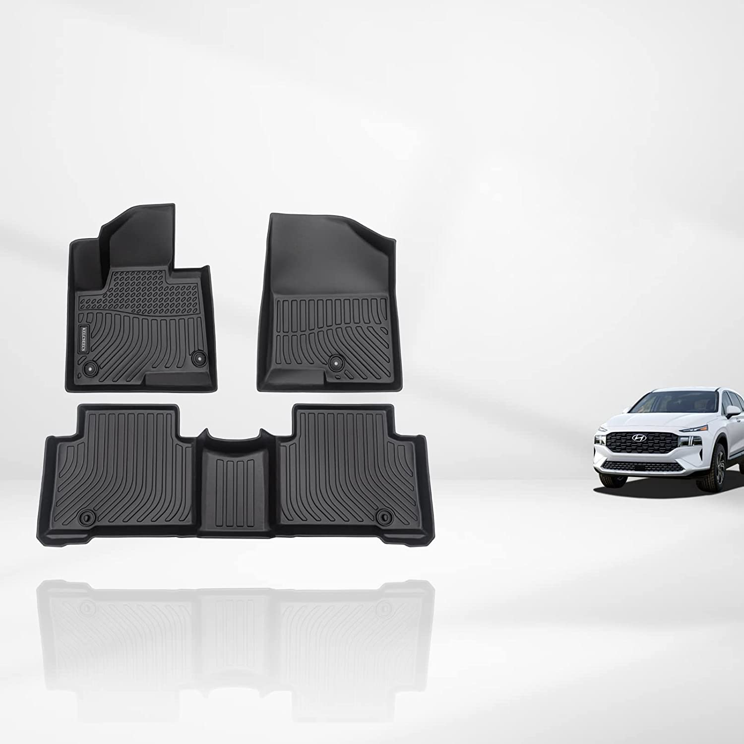 Kelcseecs All Weather 3D Tech Design TPE Car Floor Mats Floor Liners For Hyundai Santa Fe Sport 2013-2018