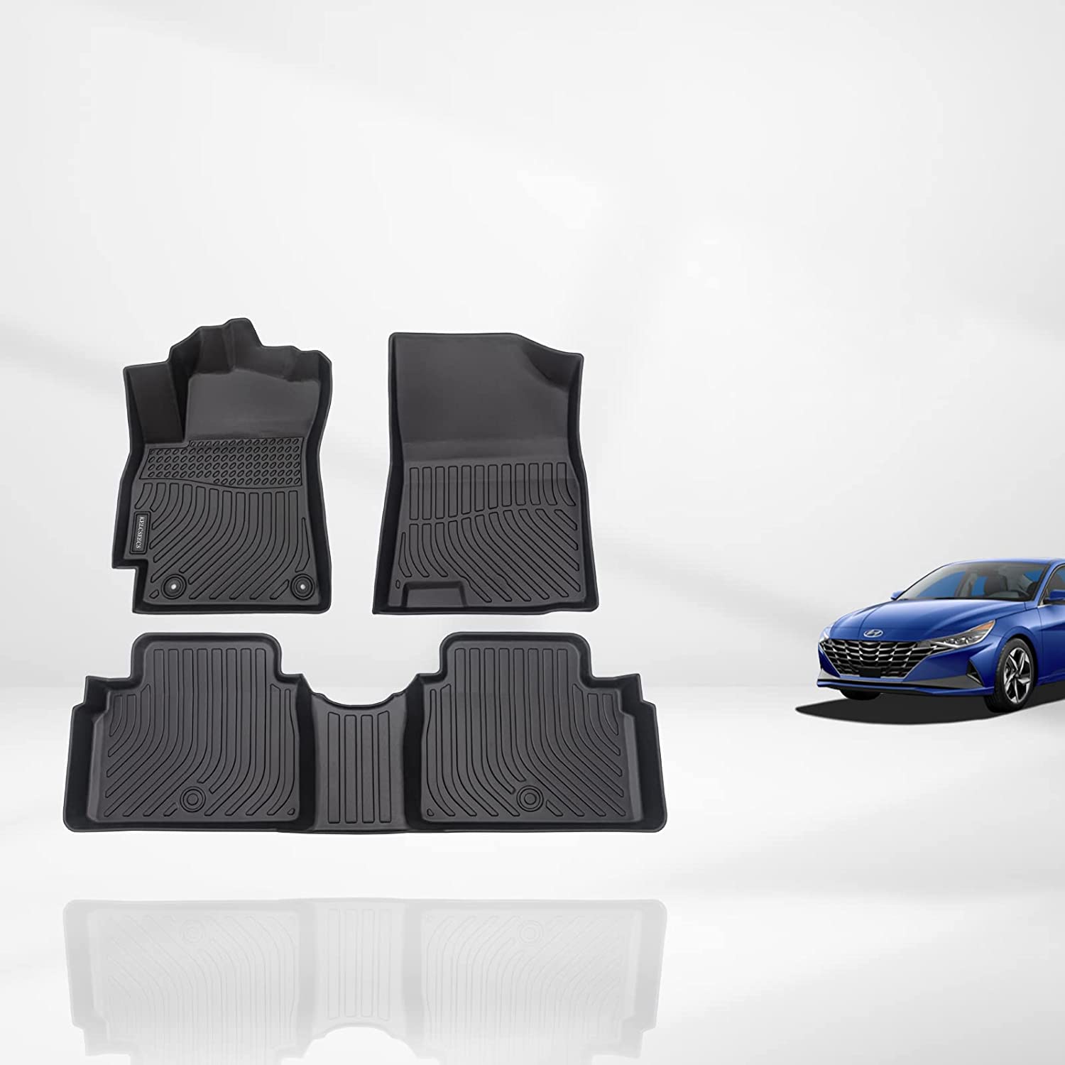 Kelcseecs All Weather 3D Tech Design TPE Car Floor Mats Floor Liners For Hyundai Elantra N 2021-2023