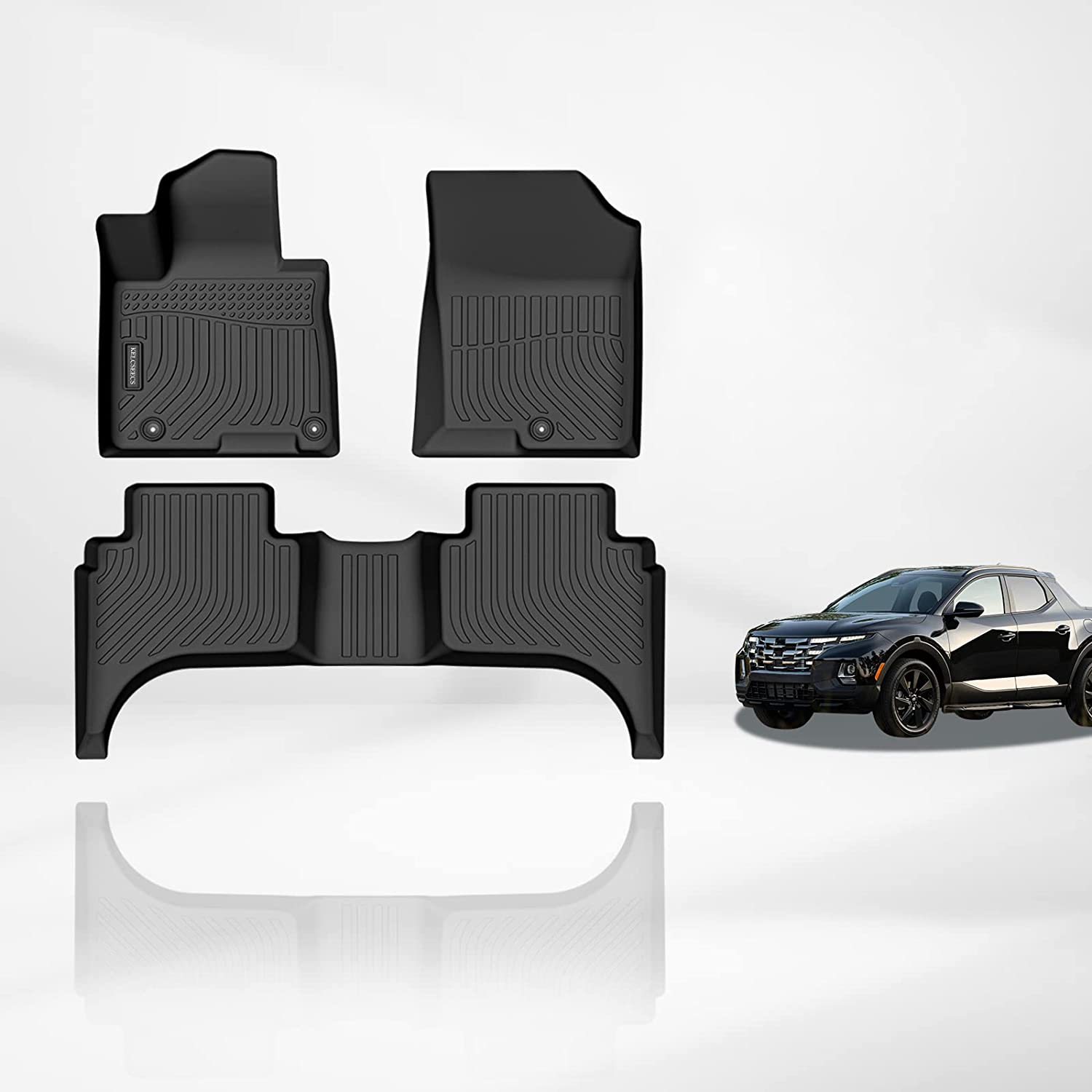 Kelcseecs All Weather 3D Tech Design TPE Car Floor Mats Floor Liners For Hyundai Santa Cruz 2022-2023