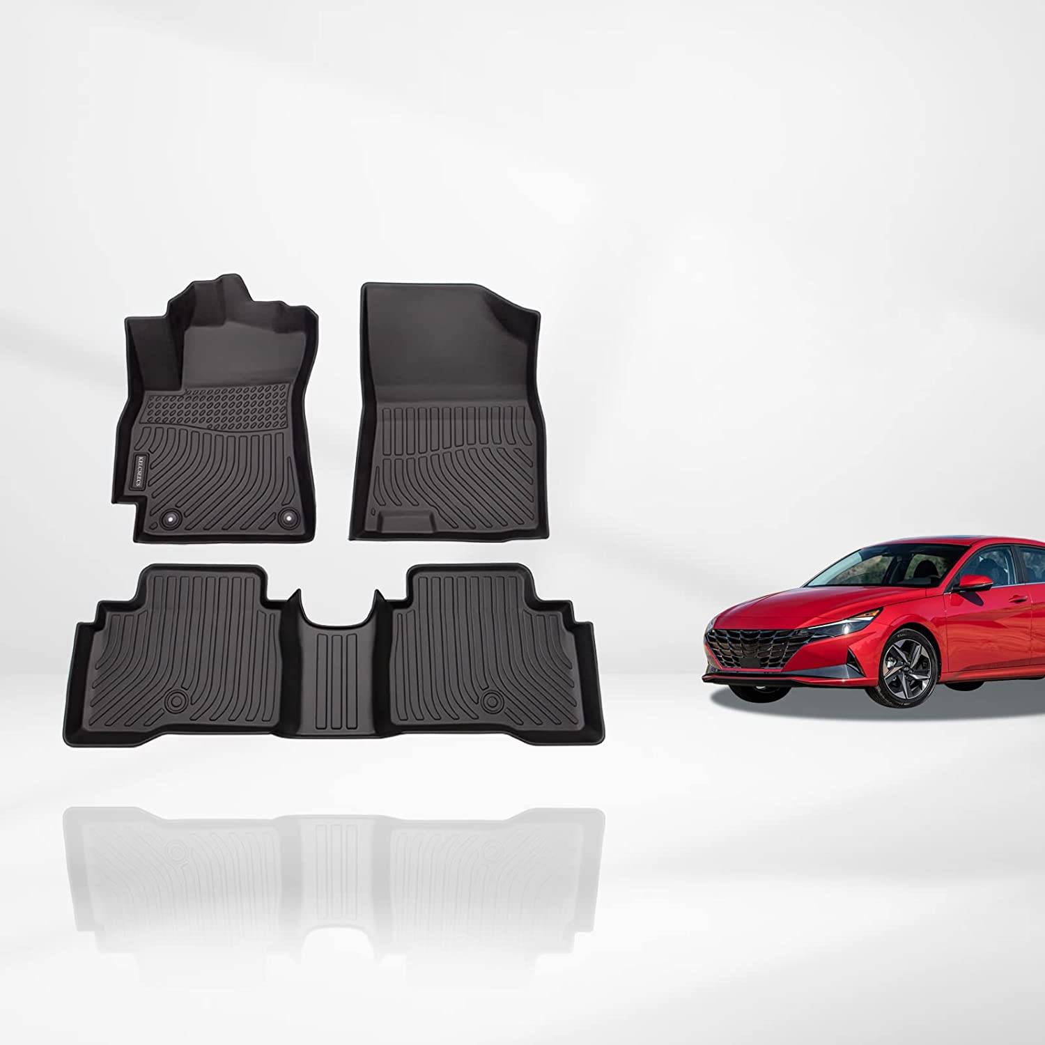 Kelcseecs All Weather 3D Tech Design TPE Car Floor Mats Floor Liners For Hyundai Elantra Hybrid 2021-2023