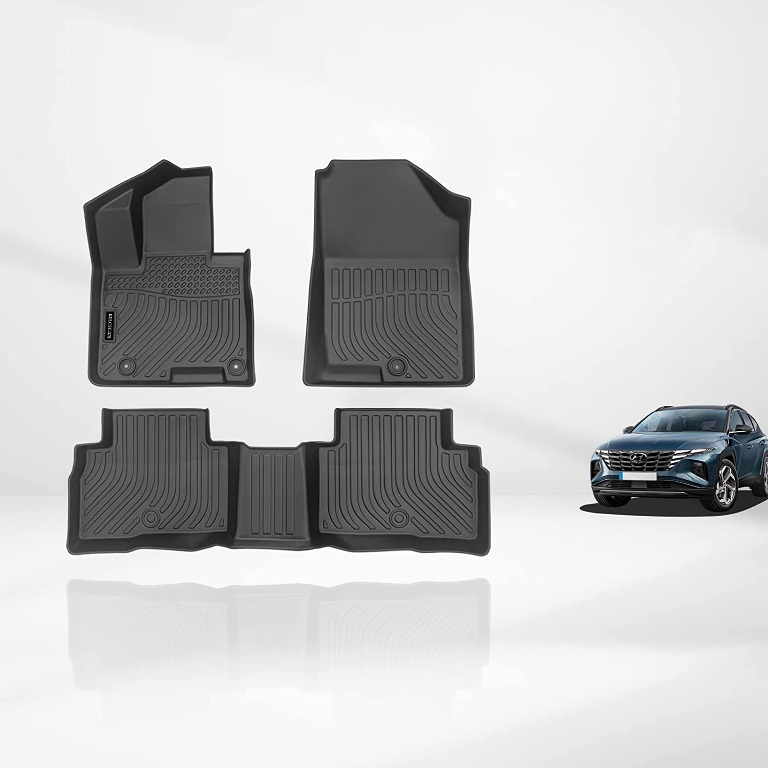 Kelcseecs All Weather 3D Tech Design TPE Car Floor Mats Floor Liners For Hyundai Tucson Hybrid 2022-2023
