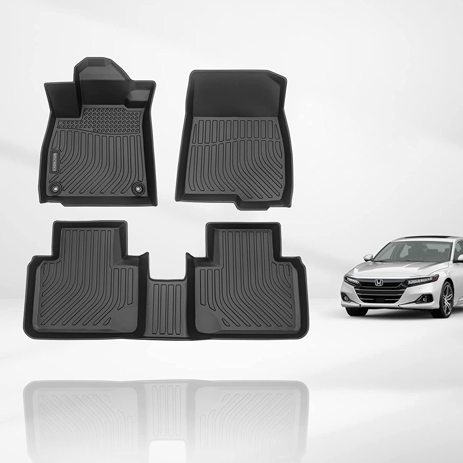 Kelcseecs All Weather 3D Tech Design TPE Car Floor Mats Floor Liners For Honda Accord 2018-2022