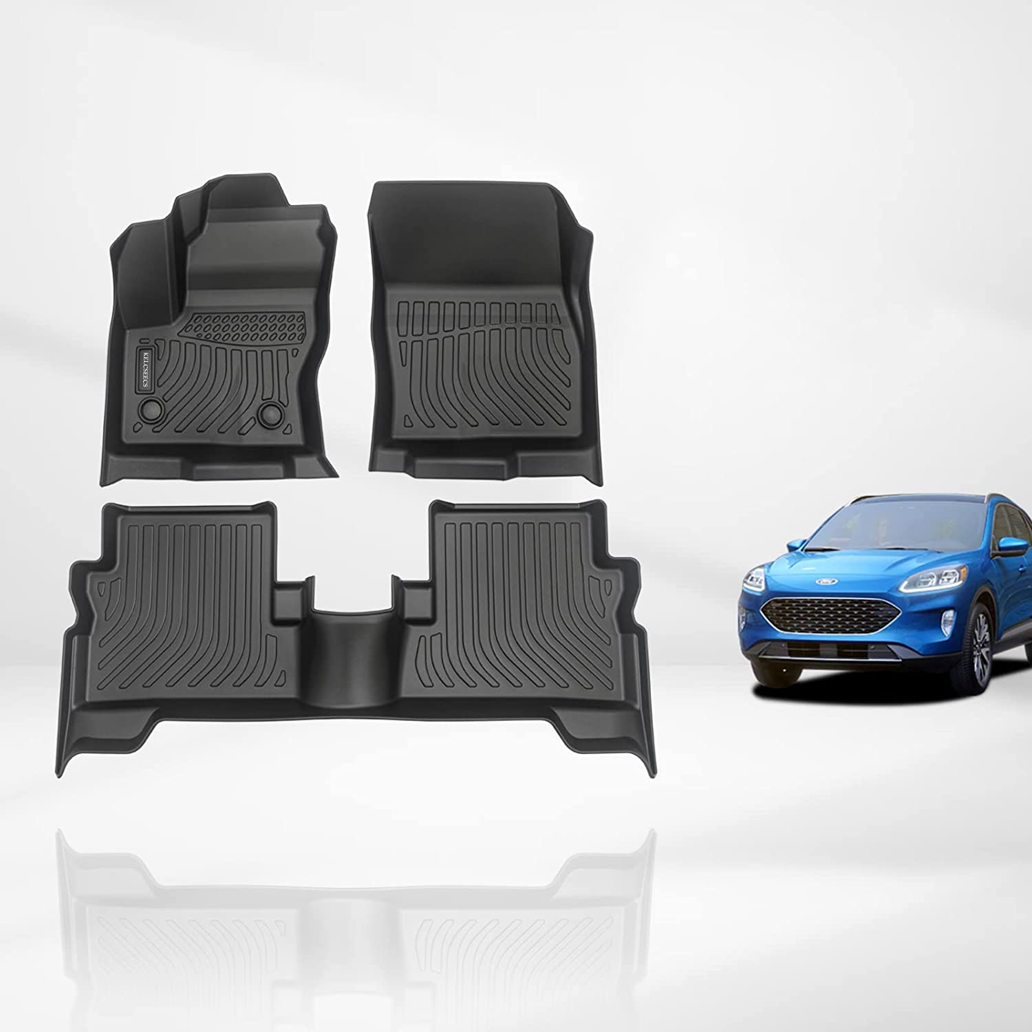 Kelcseecs All Weather 3D Tech Design TPE Car Floor Mats Floor Liners For Ford C-max 2013-2019