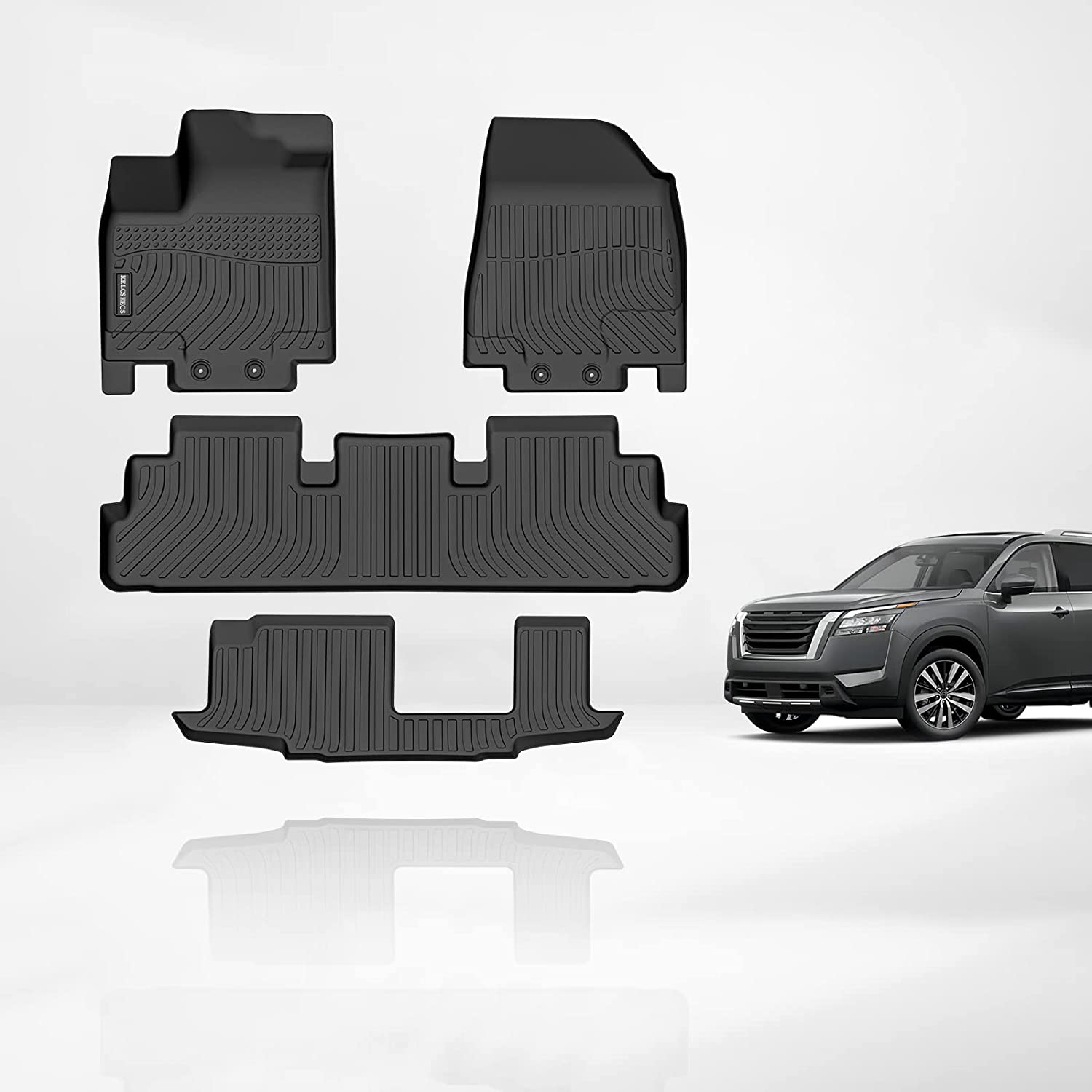 Kelcseecs All Weather 3D Tech Design TPE Car Floor Mats Floor Liners For Nissan Infiniti QX60 2022-2023