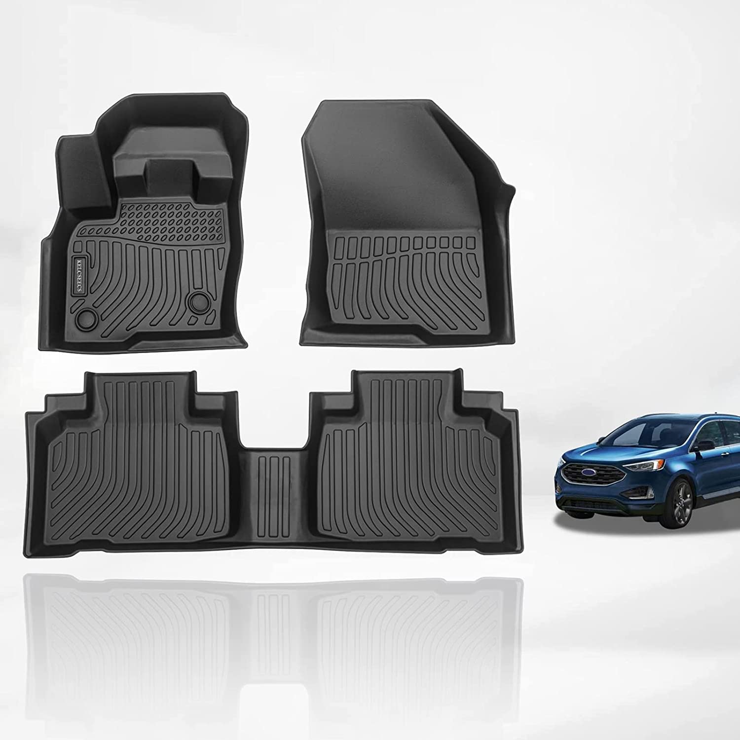 Kelcseecs All Weather 3D Tech Design TPE Car Floor Mats Floor Liners For Ford Edge St 2019-2023
