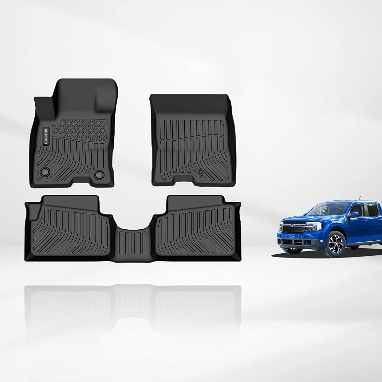 Kelcseecs All Weather 3D Tech Design TPE Car Floor Mats Floor Liners For Ford Maverick Hybrid 2022-2023