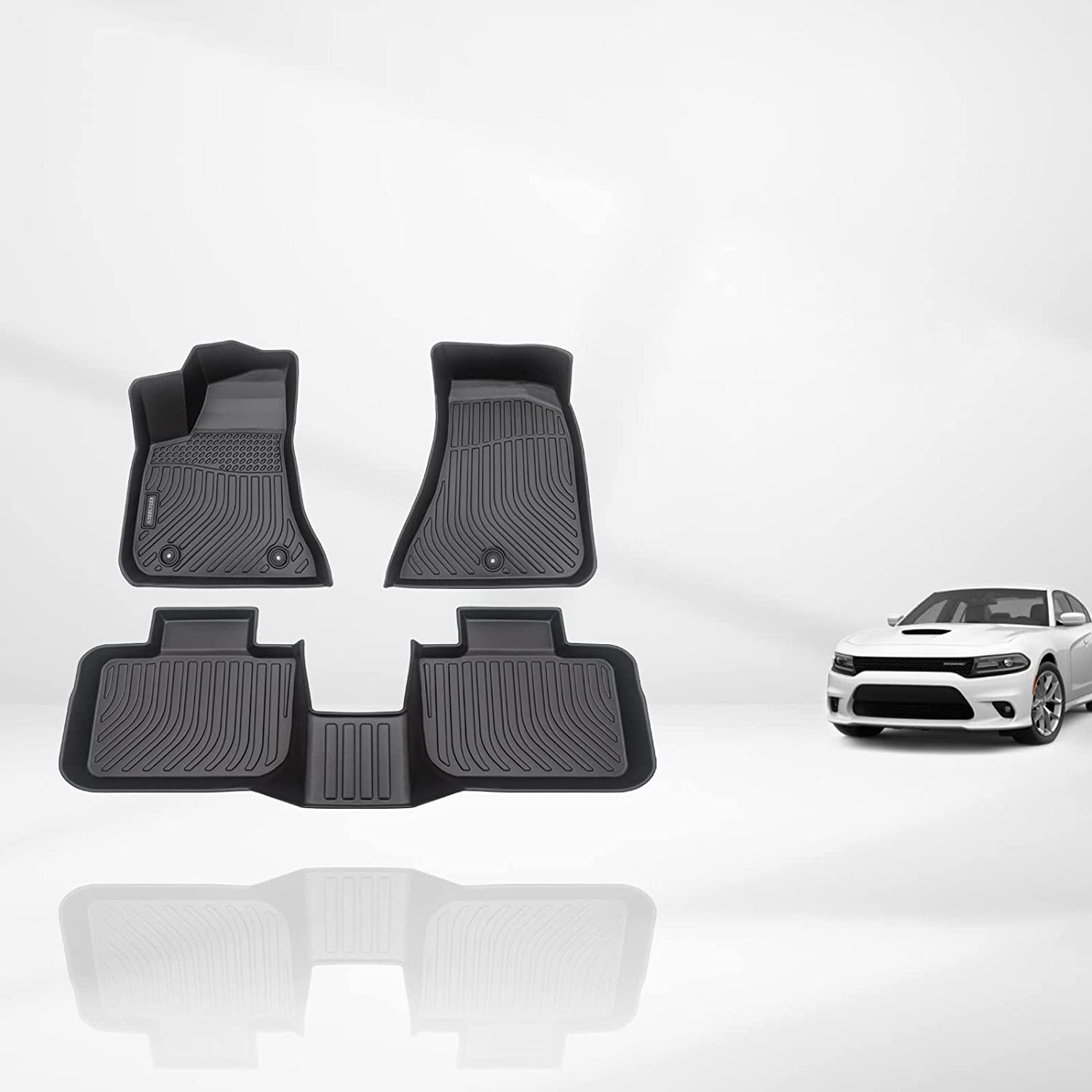 Kelcseecs All Weather 3D Tech Design TPE Car Floor Mats Floor Liners For Dodge Charger RWD 2011-2022