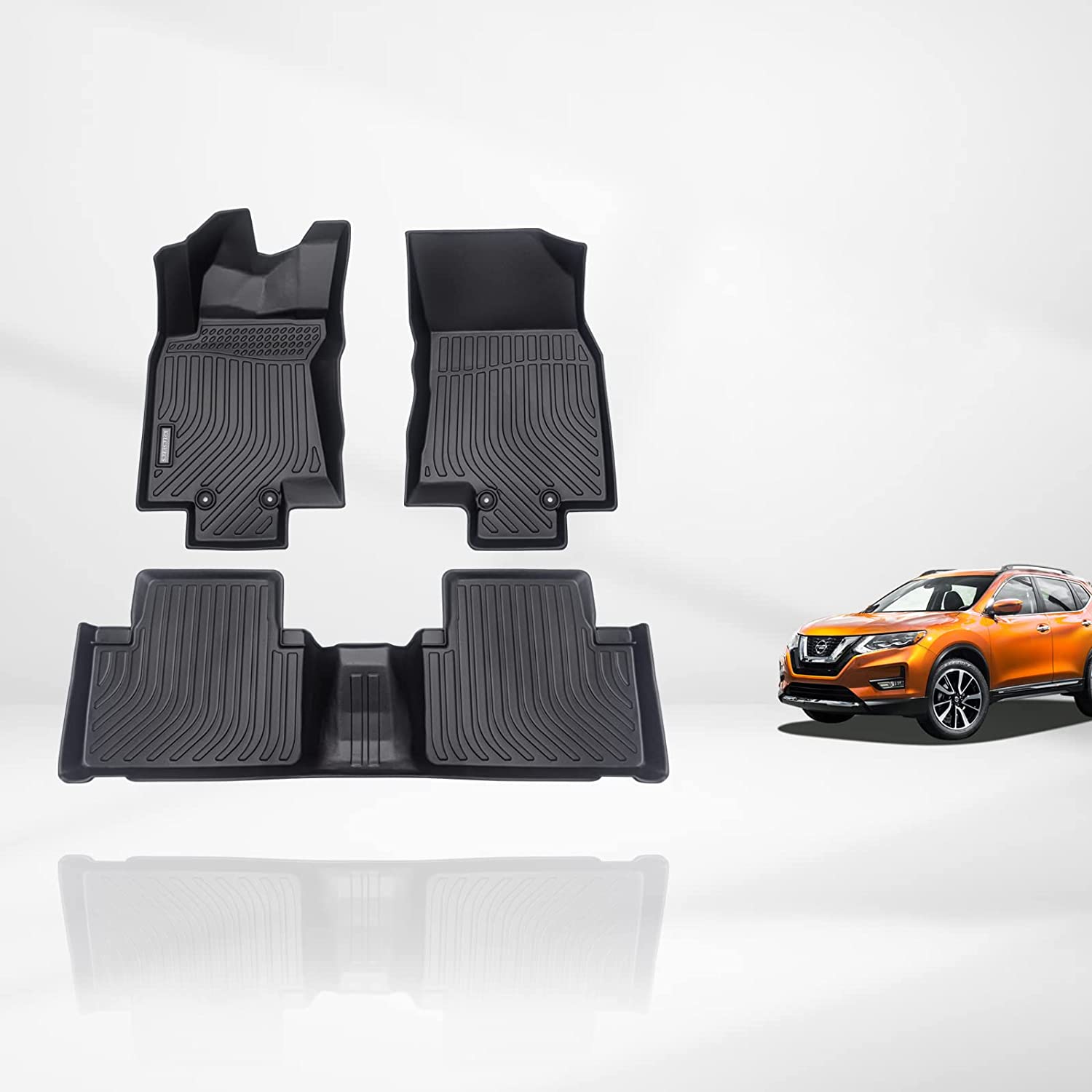 Kelcseecs All Weather 3D Tech Design TPE Car Floor Mats Floor Liners For Nissan Rogue 2014-2020