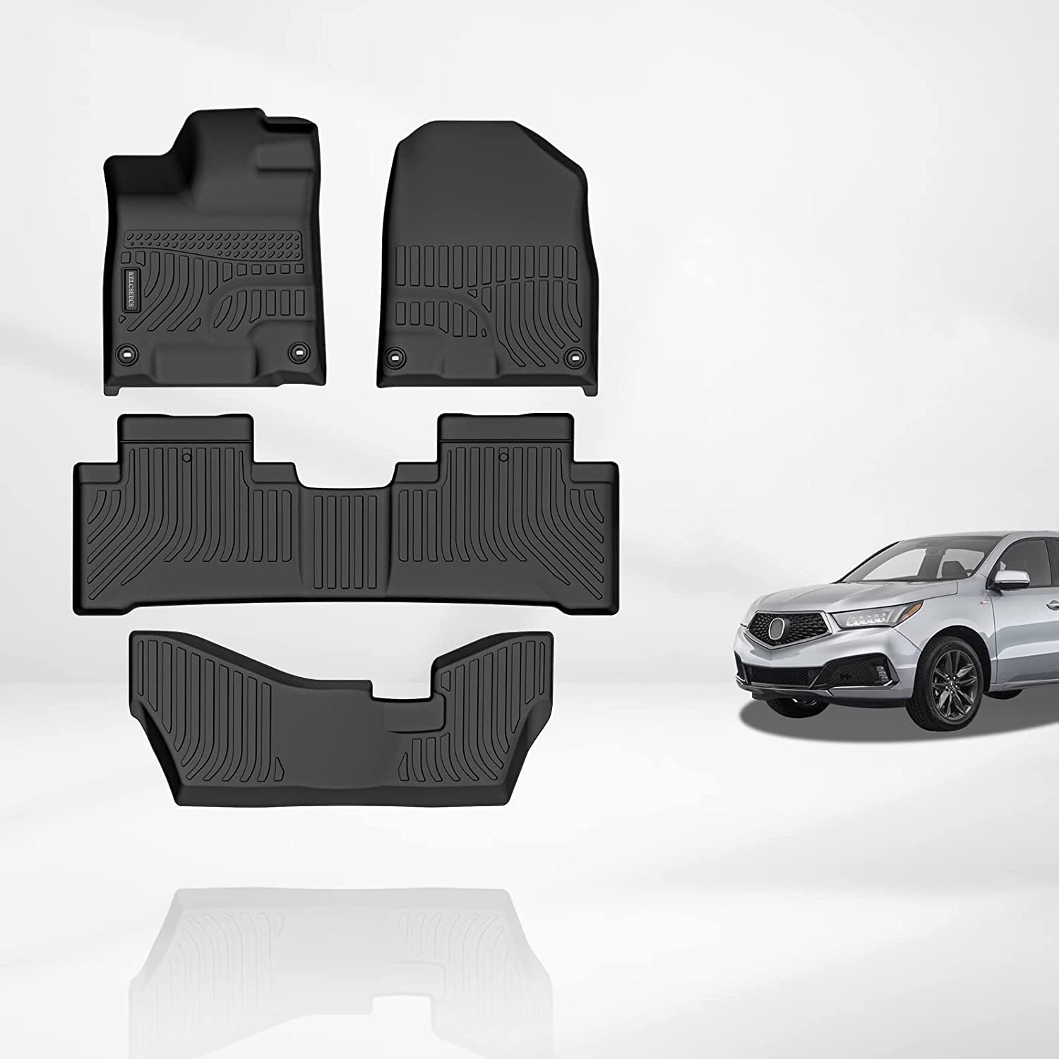Kelcseecs All Weather 3D Tech Design TPE Car Floor Mats Floor Liners For Acura MDX 2014-2020