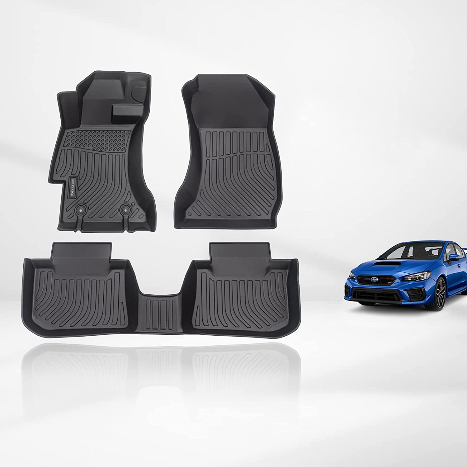 Kelcseecs All Weather 3D Tech Design TPE Car Floor Mats Floor Liners For Subaru WRX 2015-2021