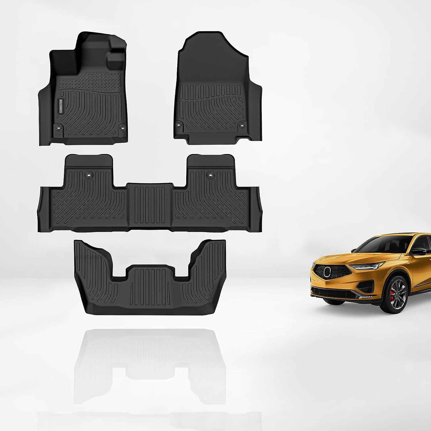 Kelcseecs All Weather 3D Tech Design TPE Car Floor Mats Floor Liners For Acura MDX 2022-2023