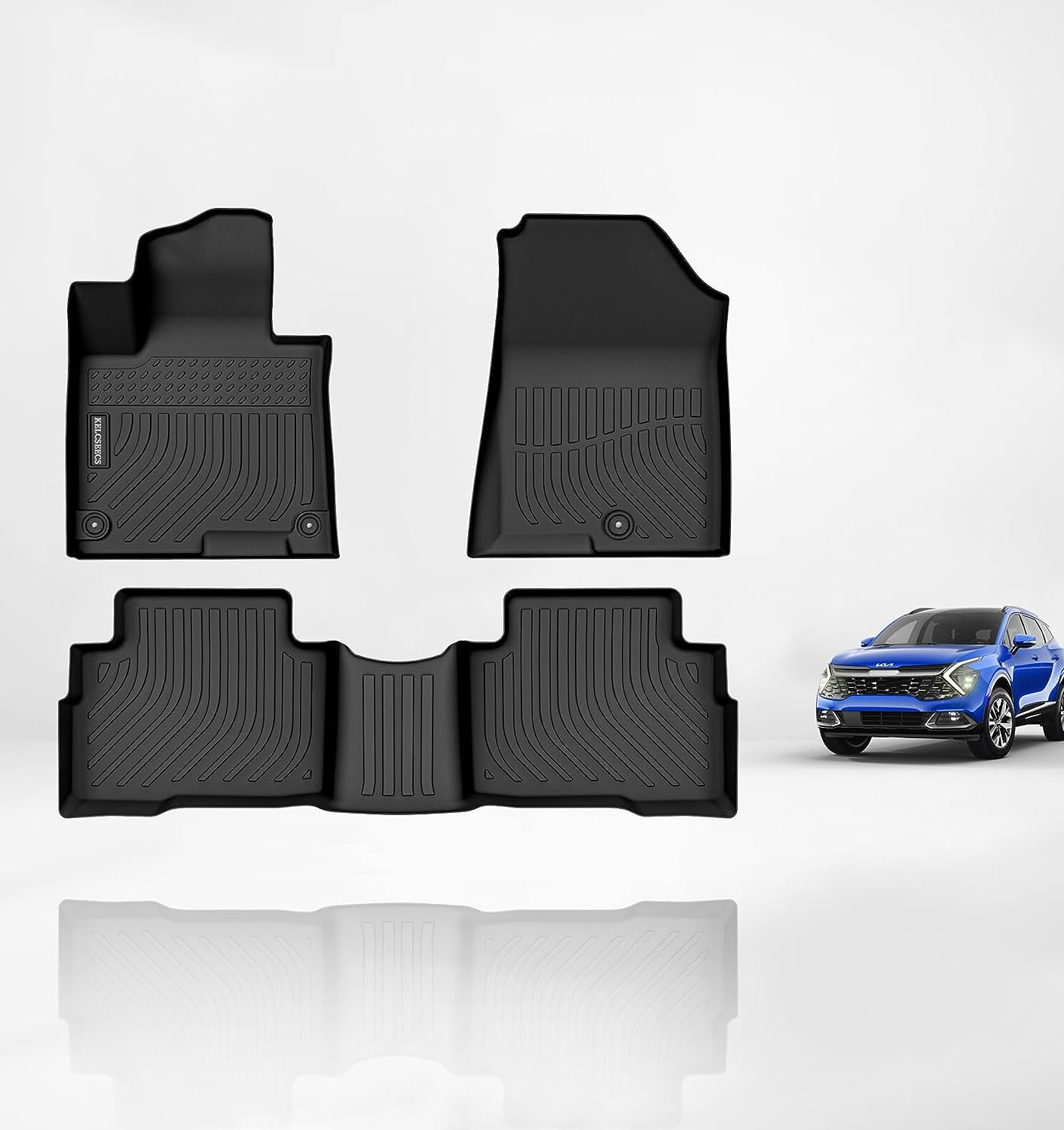 Kelcseecs All Weather 3D Tech Design TPE Car Floor Mats Floor Liners For Kia Sportage Hybrid 2023