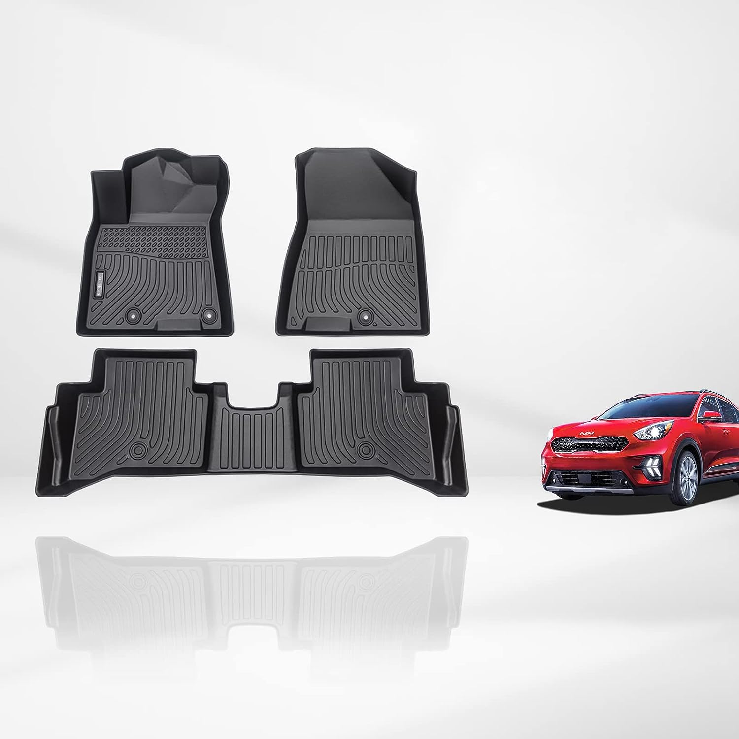 Kelcseecs All Weather 3D Tech Design TPE Car Floor Mats Floor Liners For Kia Niro Plug-InHybrid 2018-2022