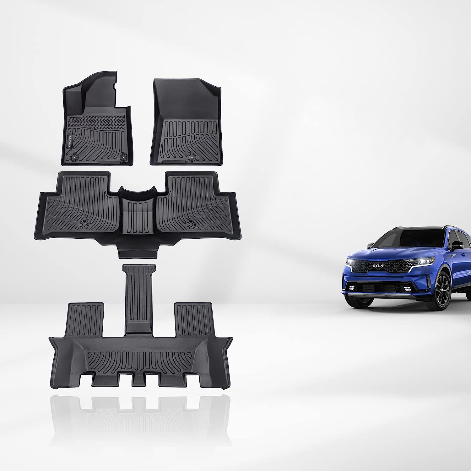Kelcseecs All Weather 3D Tech Design TPE Car Floor Mats Floor Liners For Kia Sorento 2021-2023