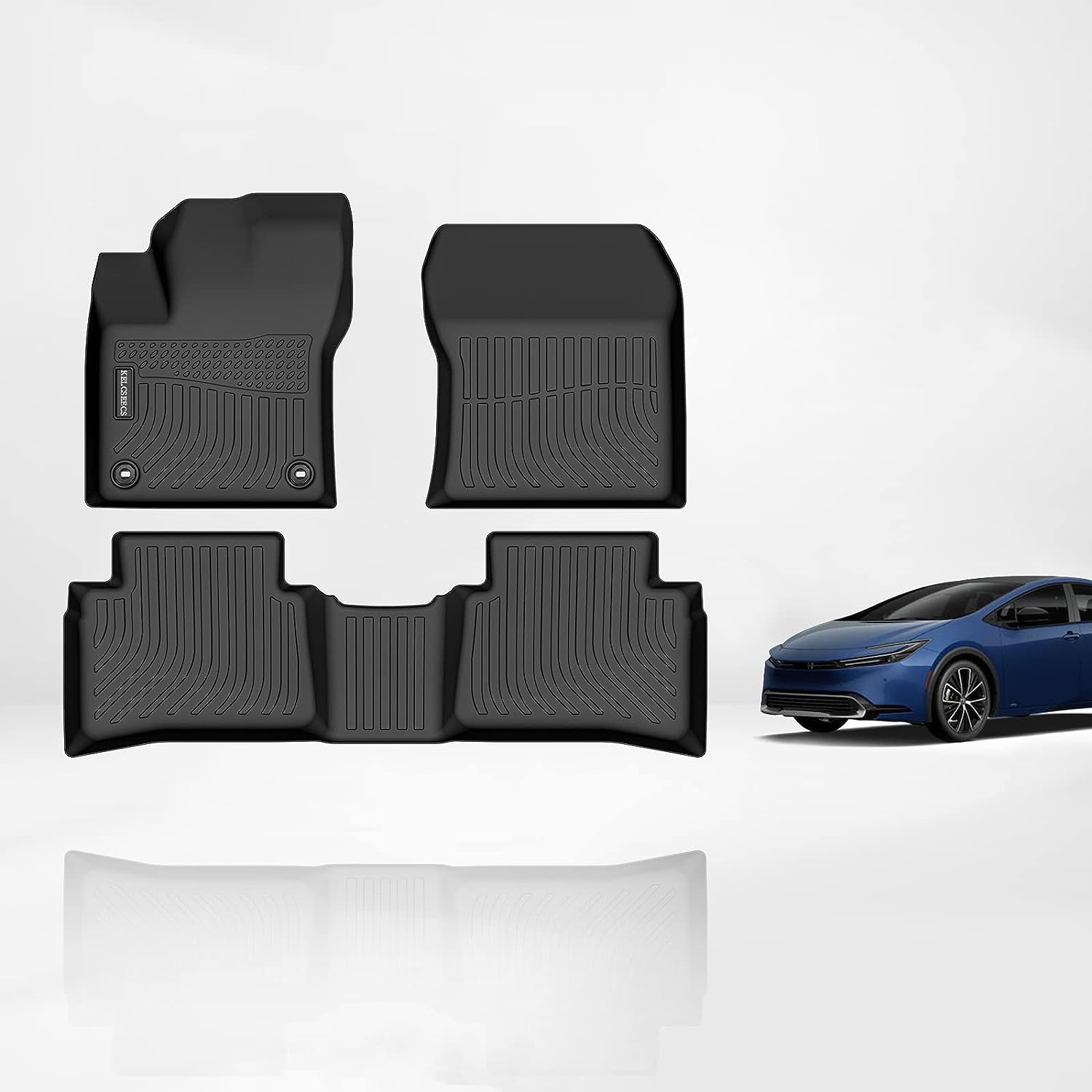 Kelcseecs All Weather 3D Tech Design TPE Car Floor Mats Floor Liners For Toyota Prius Prime 2016-2022