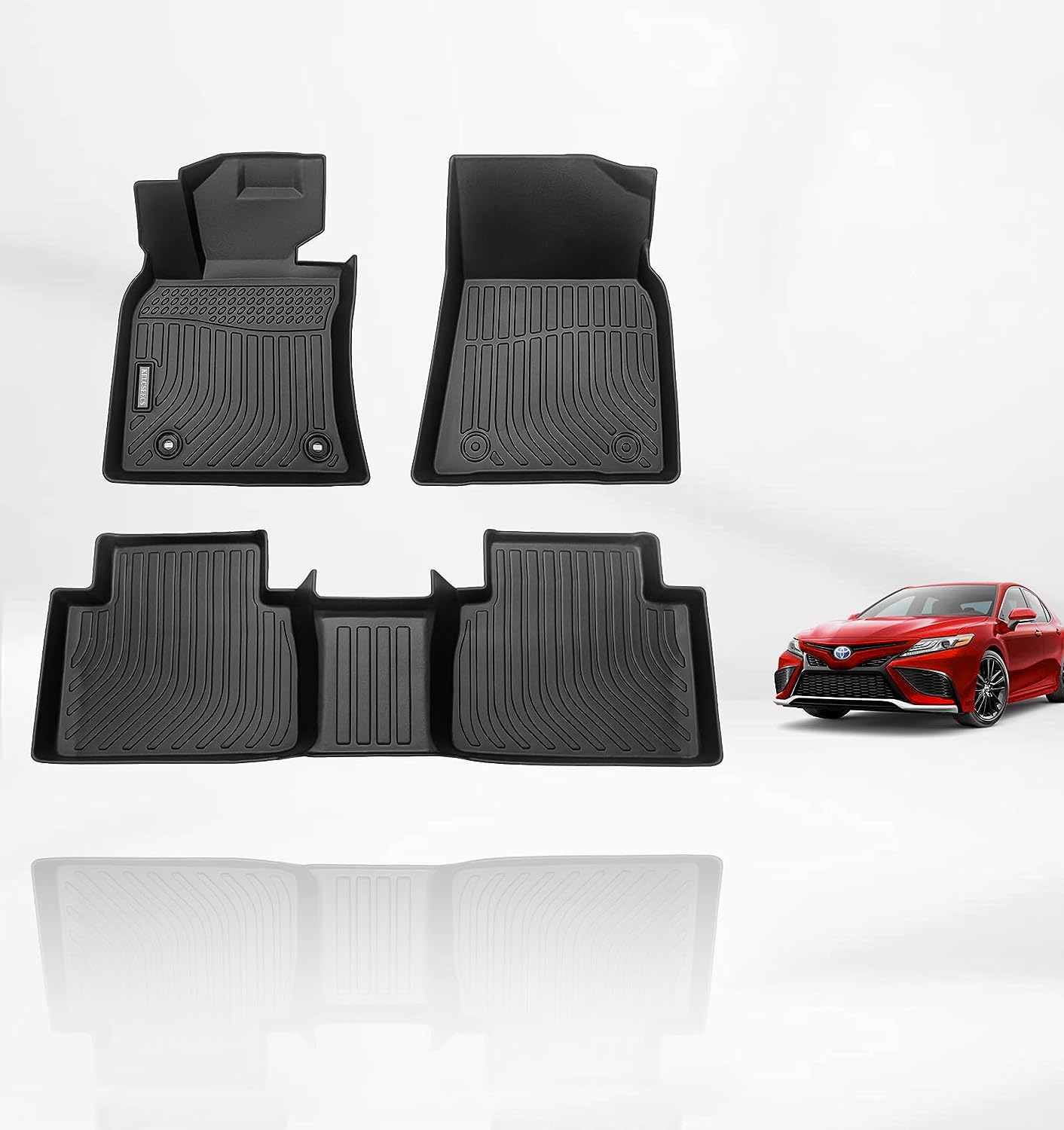 Kelcseecs All Weather 3D Tech Design TPE Car Floor Mats Floor Liners For Toyota Camry Hybrid 2018-2024
