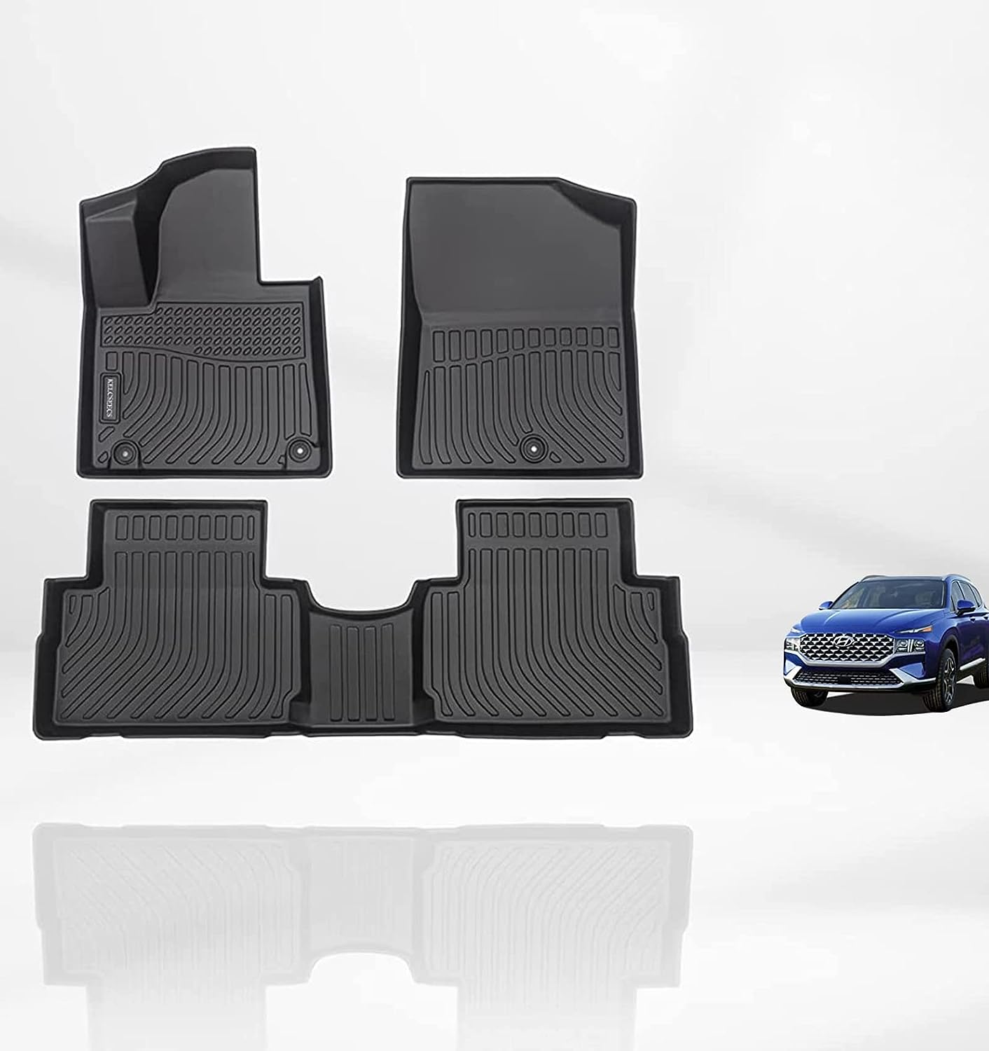 Kelcseecs All Weather 3D Tech Design TPE Car Floor Mats Floor Liners For Hyundai Santa Fe 2021-2023