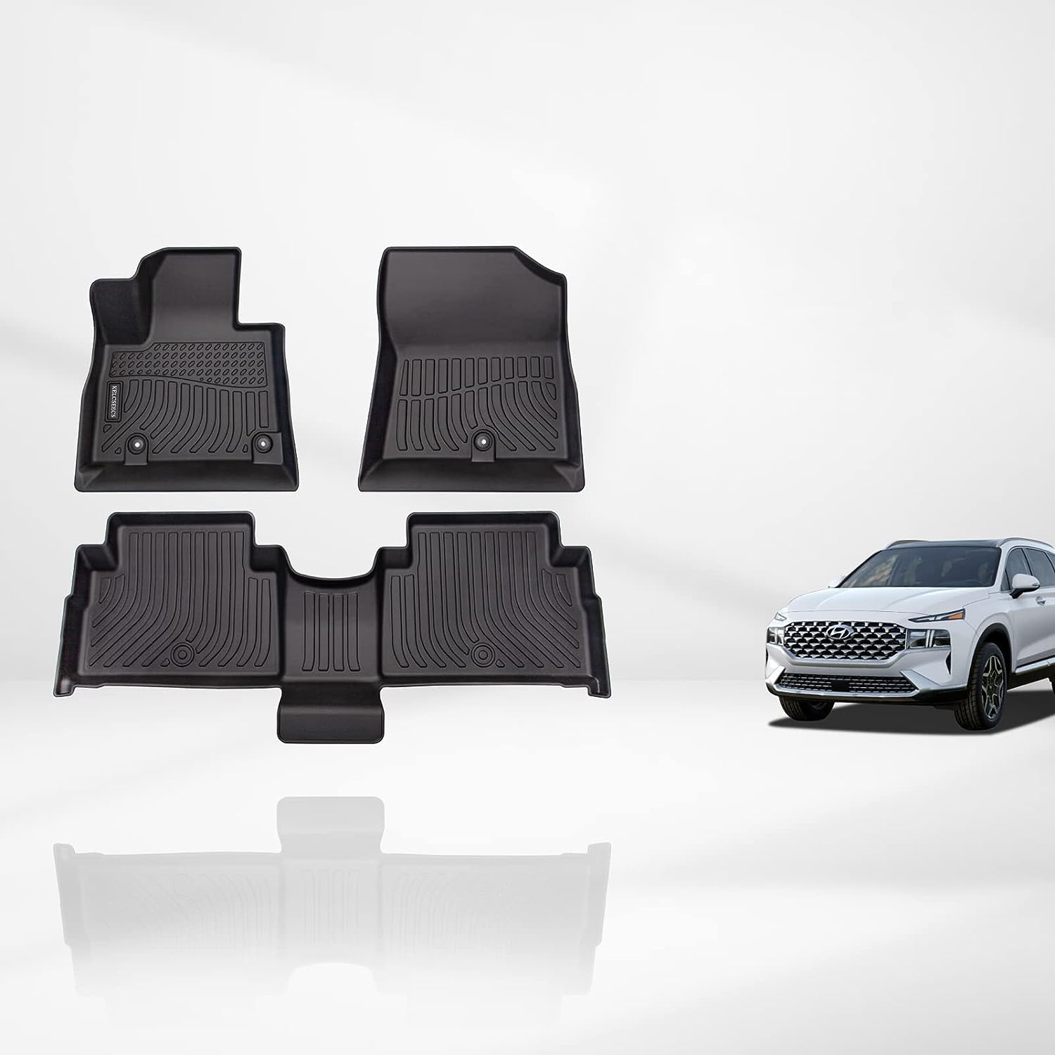 Kelcseecs All Weather 3D Tech Design TPE Car Floor Mats Floor Liners For Hyundai Santa Fe Hybrid 2021-2023