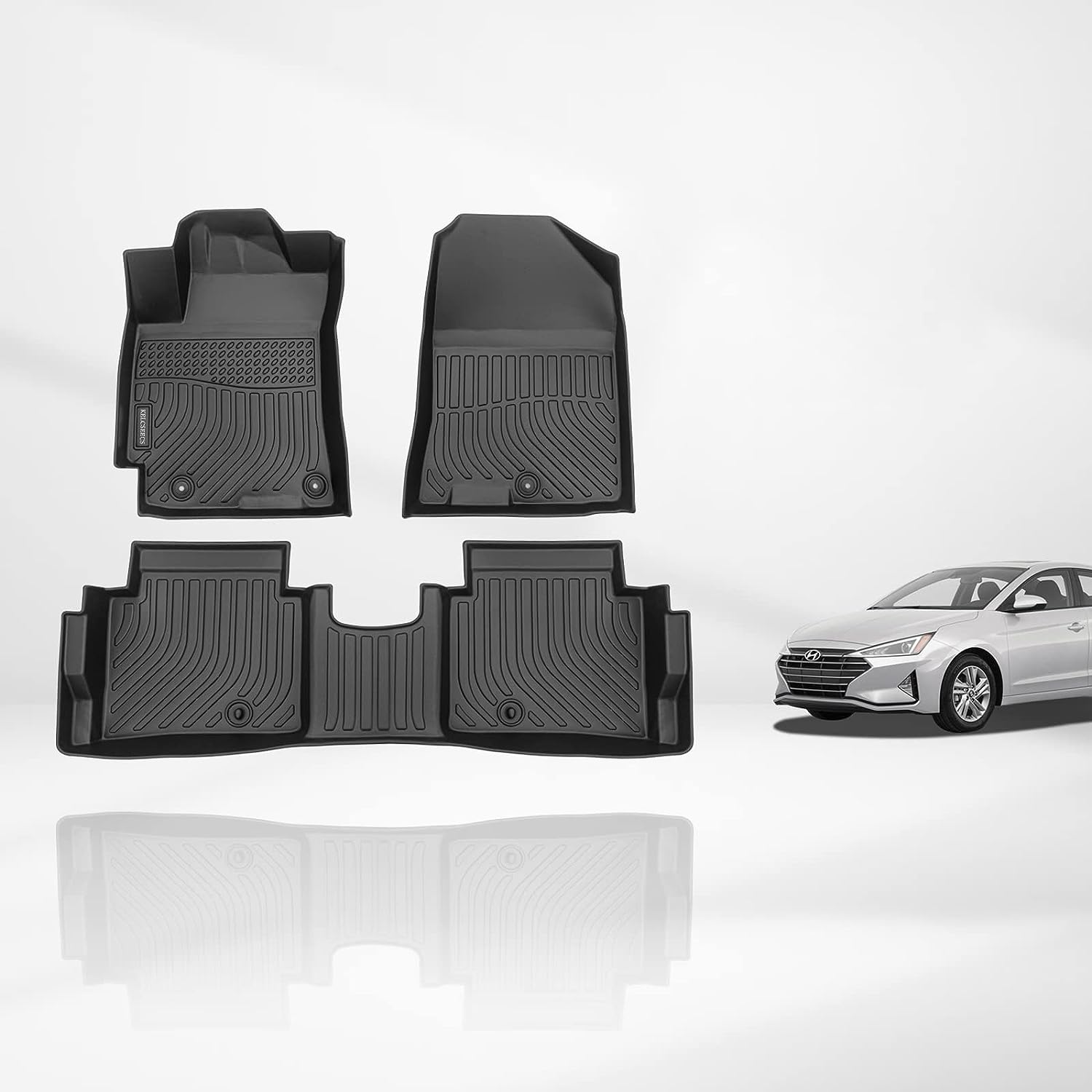 Kelcseecs All Weather 3D Tech Design TPE Car Floor Mats Floor Liners For Hyundai Elantra 2017-2020