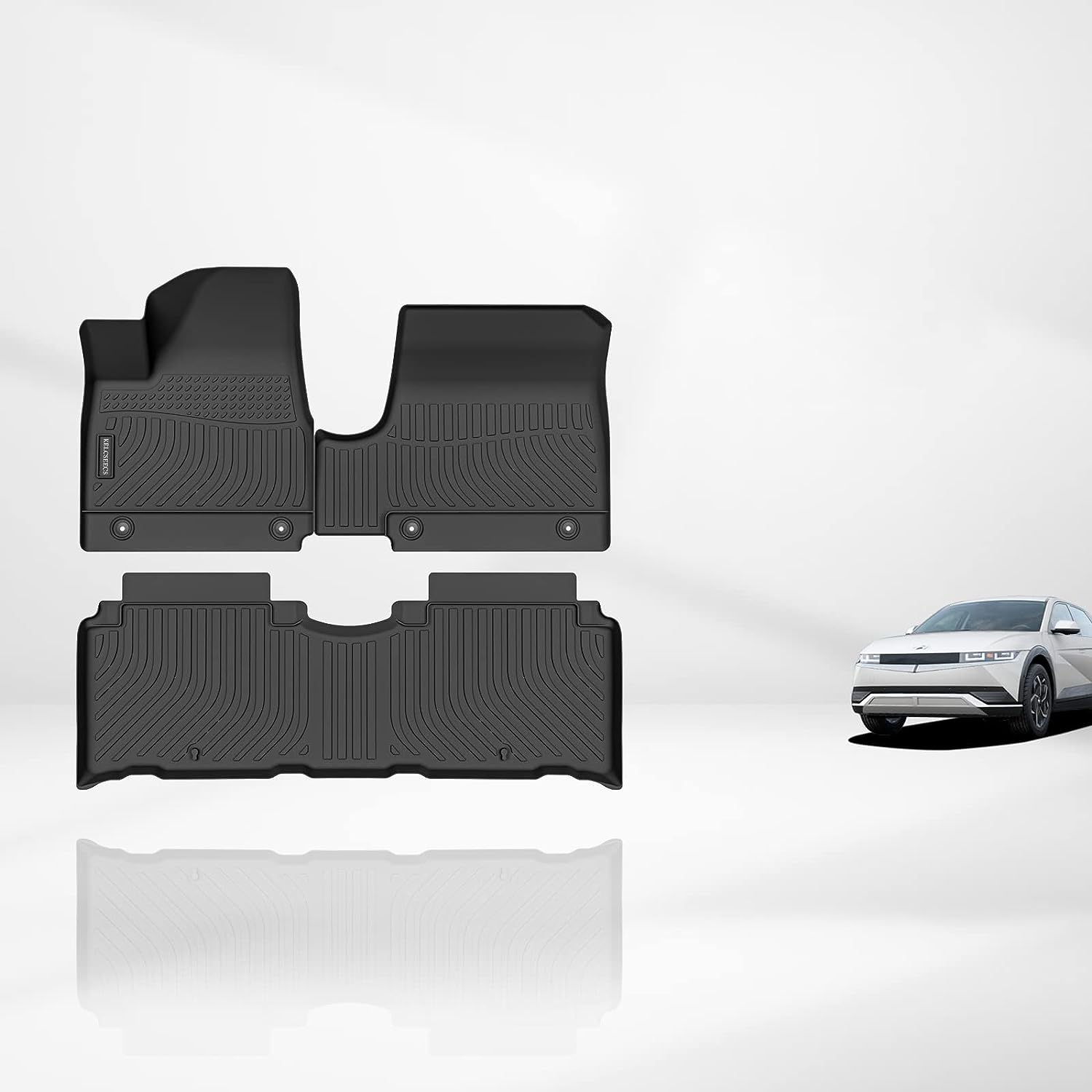 Kelcseecs All Weather 3D Tech Design TPE Car Floor Mats Floor Liners For Hyundai  Ioniq 5 Unmovable Console 2022-2023