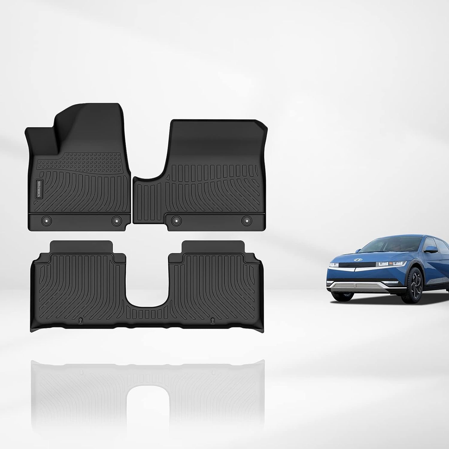 Kelcseecs All Weather 3D Tech Design TPE Car Floor Mats Floor Liners For Hyundai Ioniq 5 Movable Console 2022-2023