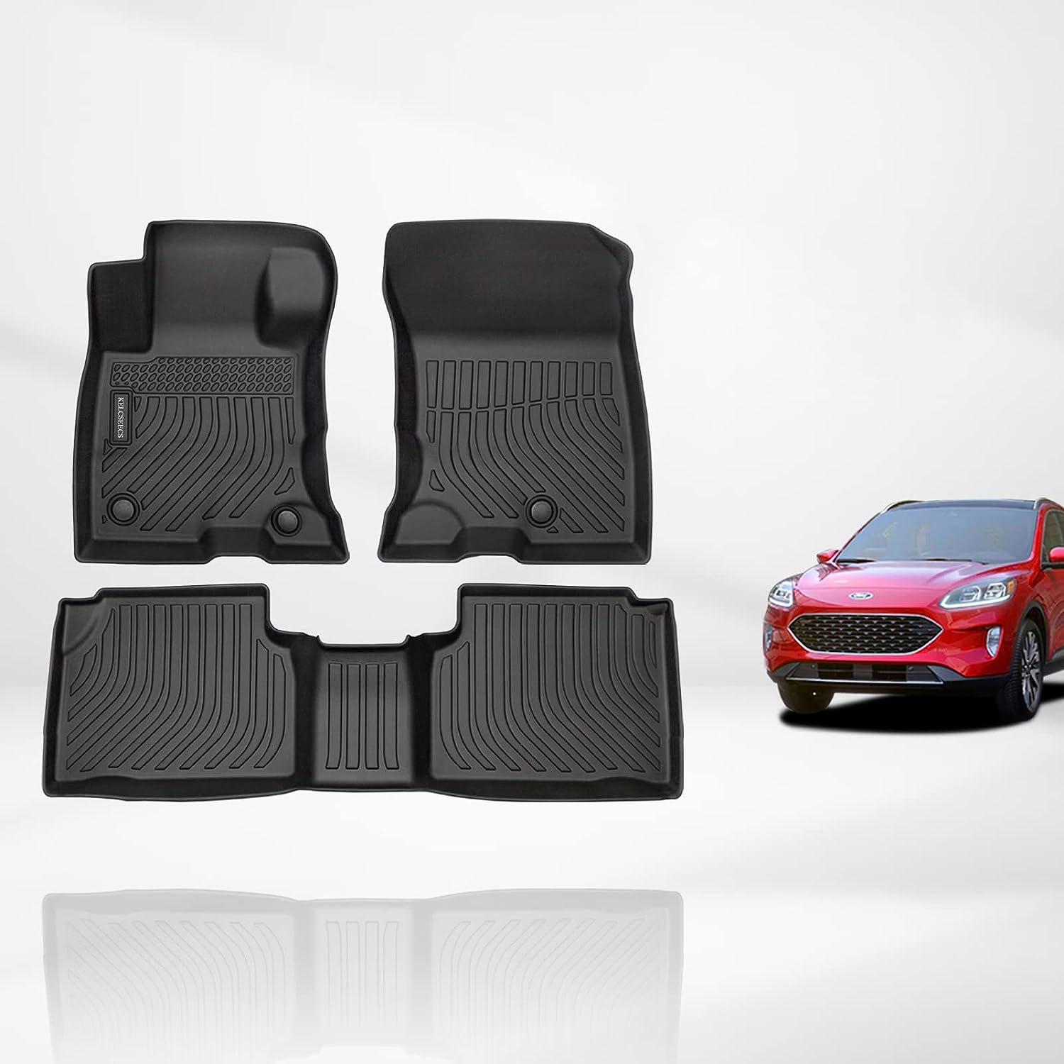Kelcseecs All Weather 3D Tech Design TPE Car Floor Mats Floor Liners For Ford Escape Hybrid 2020-2023