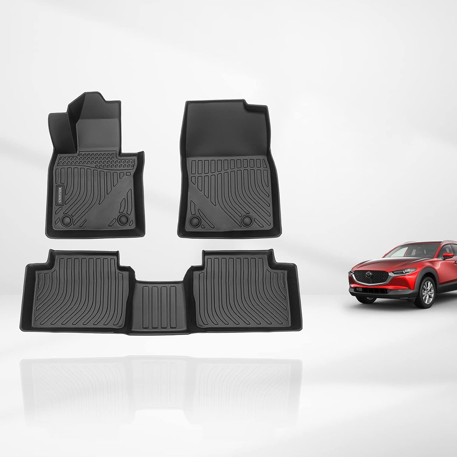 Kelcseecs All Weather 3D Tech Design TPE Car Floor Mats Floor Liners For Mazda CX-30 FWD (Non AWD) 2020-2023