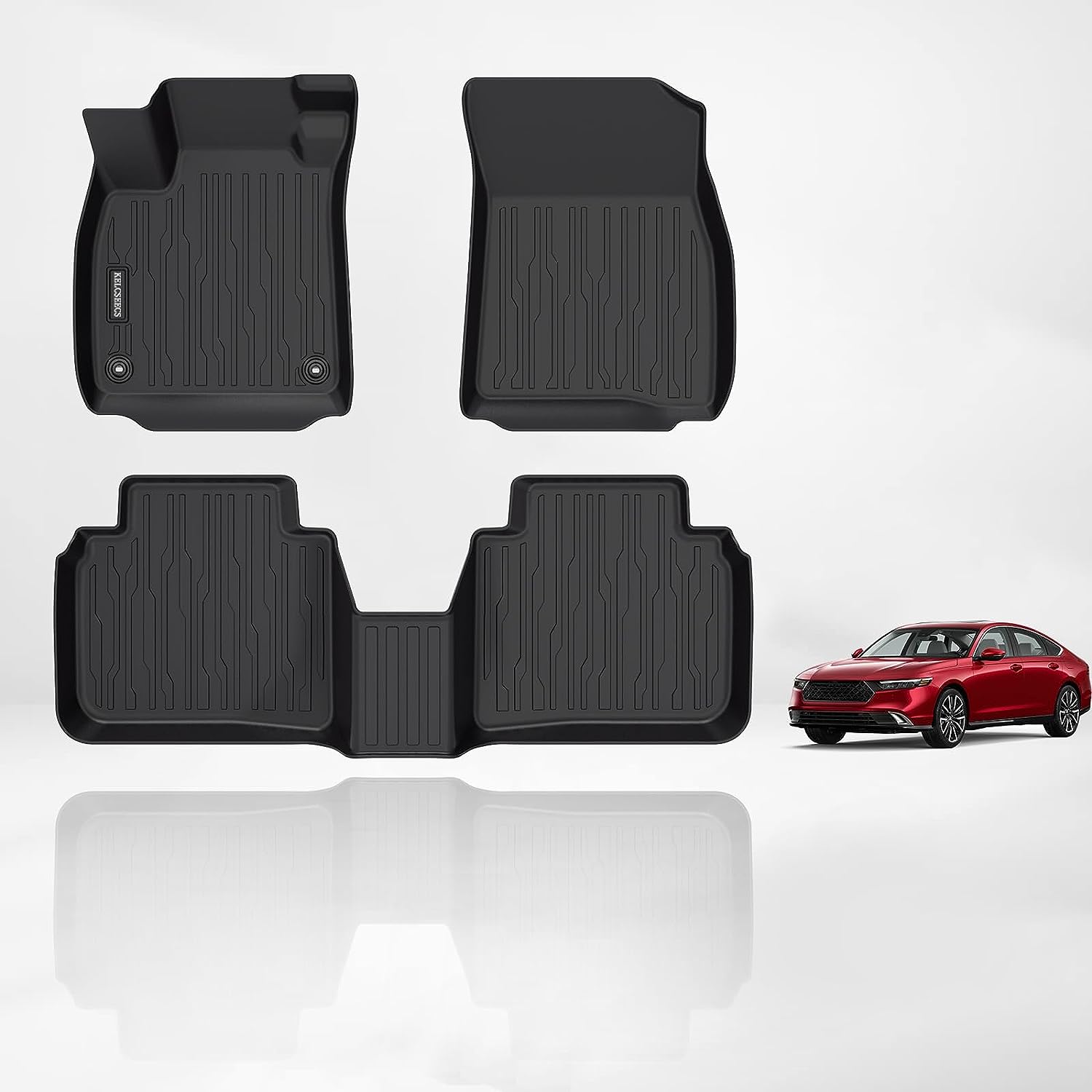 Kelcseecs All Weather 3D Tech Design TPE Car Floor Mats Floor Liners For Honda Accord (Include Hybrid) 2023