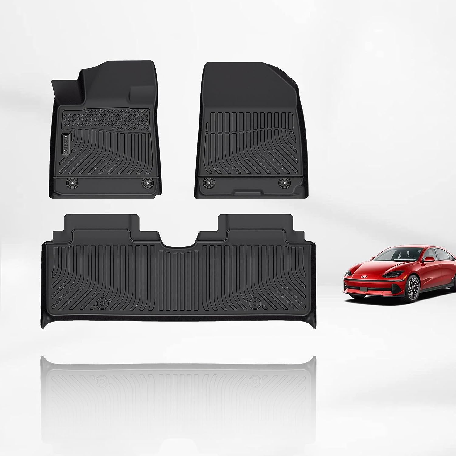 Kelcseecs All Weather 3D Tech Design TPE Car Floor Mats Floor Liners For Hyundai Ioniq 6 2023