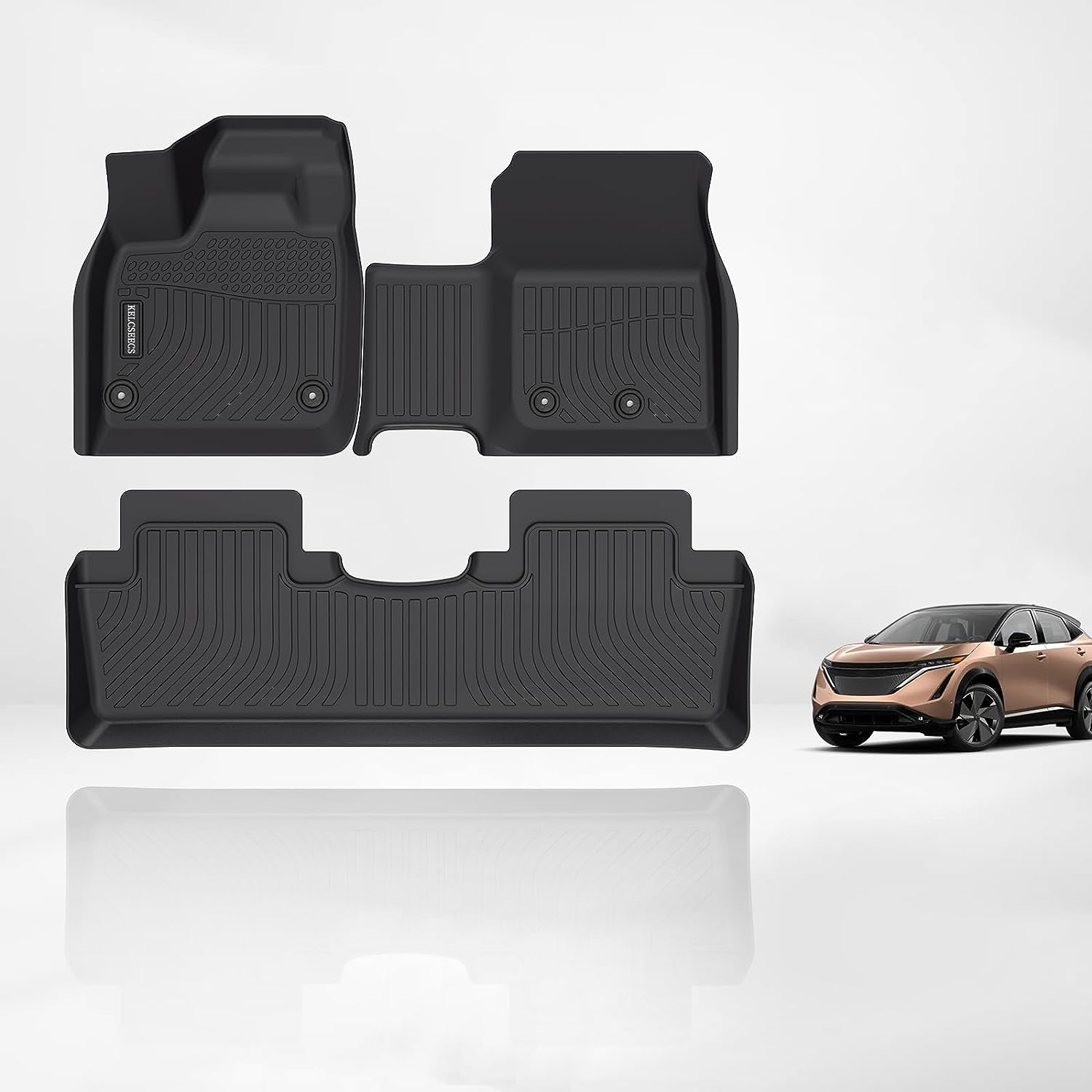 Kelcseecs All Weather 3D Tech Design TPE Car Floor Mats Floor Liners For Nissan Ariya 2023