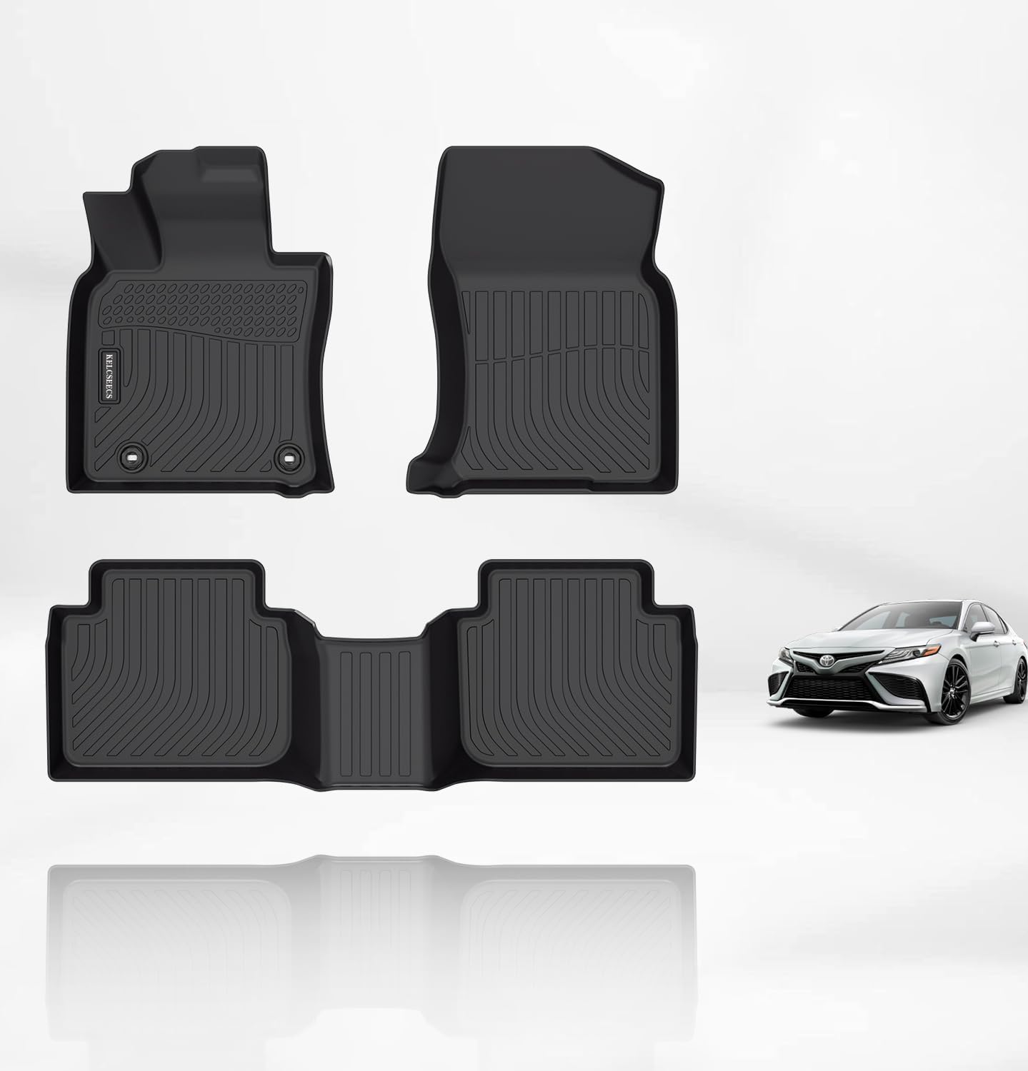 Kelcseecs All Weather 3D Tech Design TPE Car Floor Mats Floor Liners For Toyota Camry AWD 2020-2024