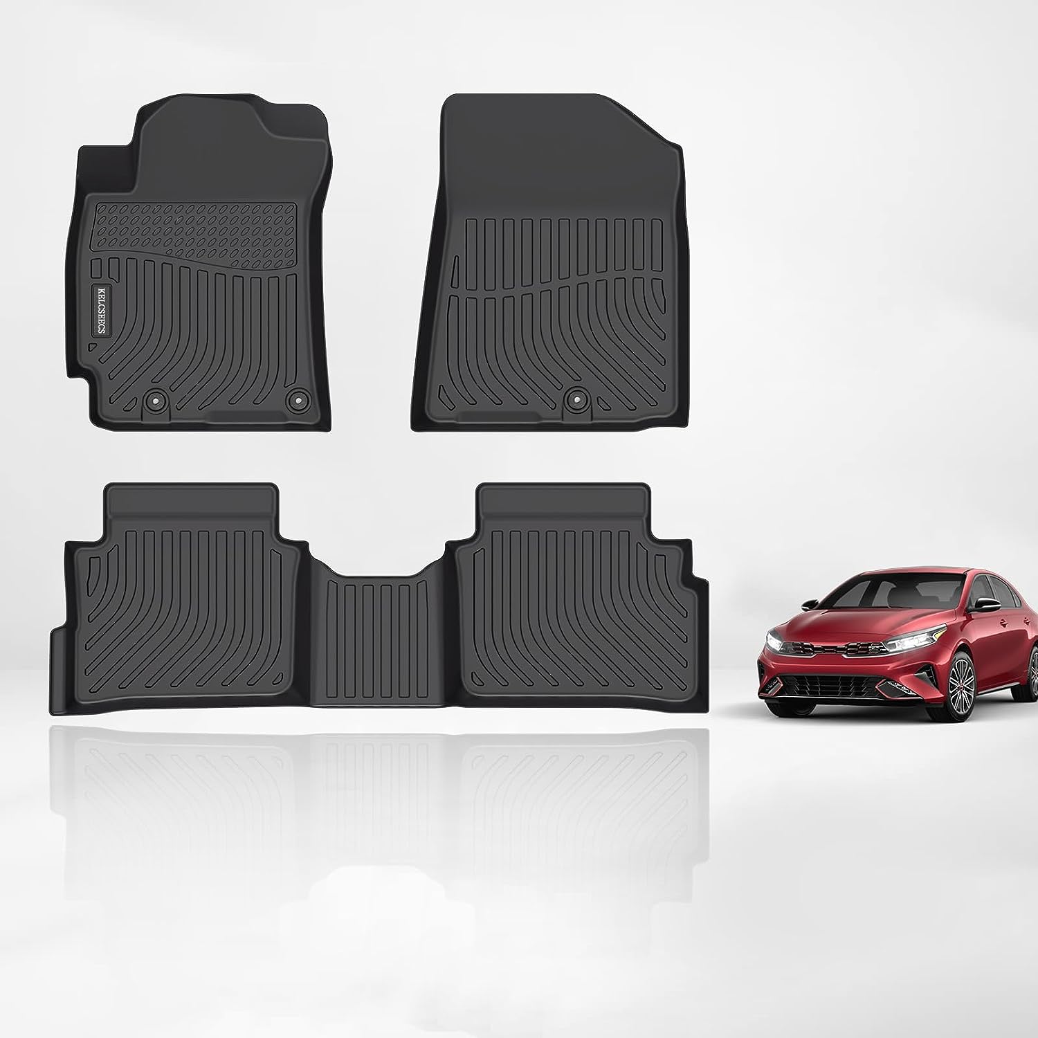 Kelcseecs All Weather 3D Tech Design TPE Car Floor Mats Floor Liners For Kia Forte 2019-2023