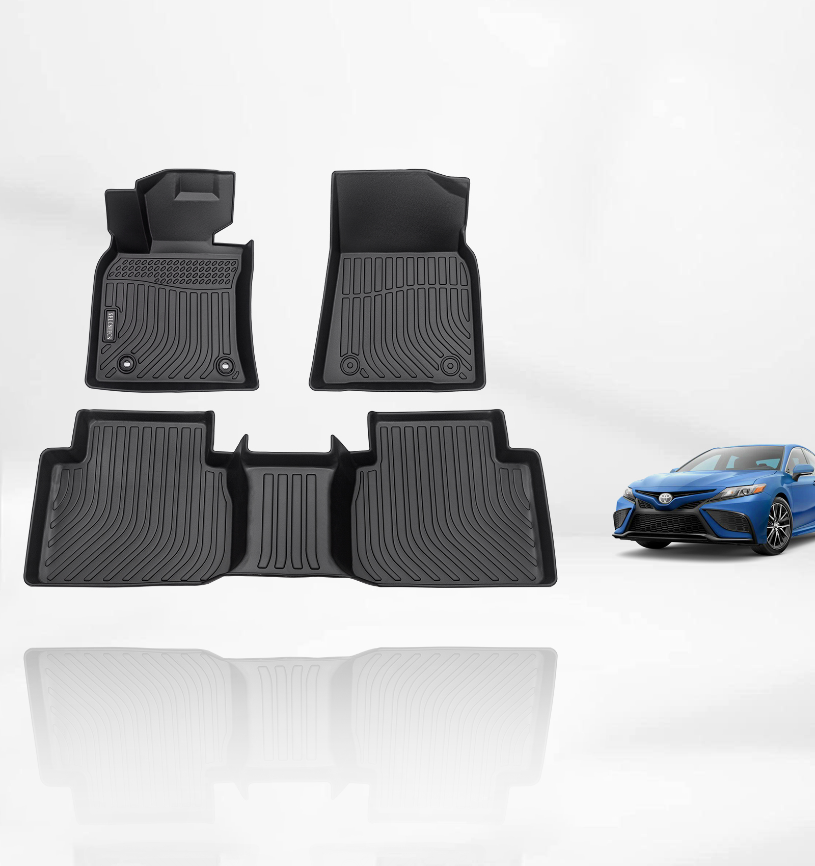 Kelcseecs All Weather 3D Tech Design TPE Car Floor Mats Floor Liners For Toyota Camry 2018-2024(Non AWD&Hybrid)